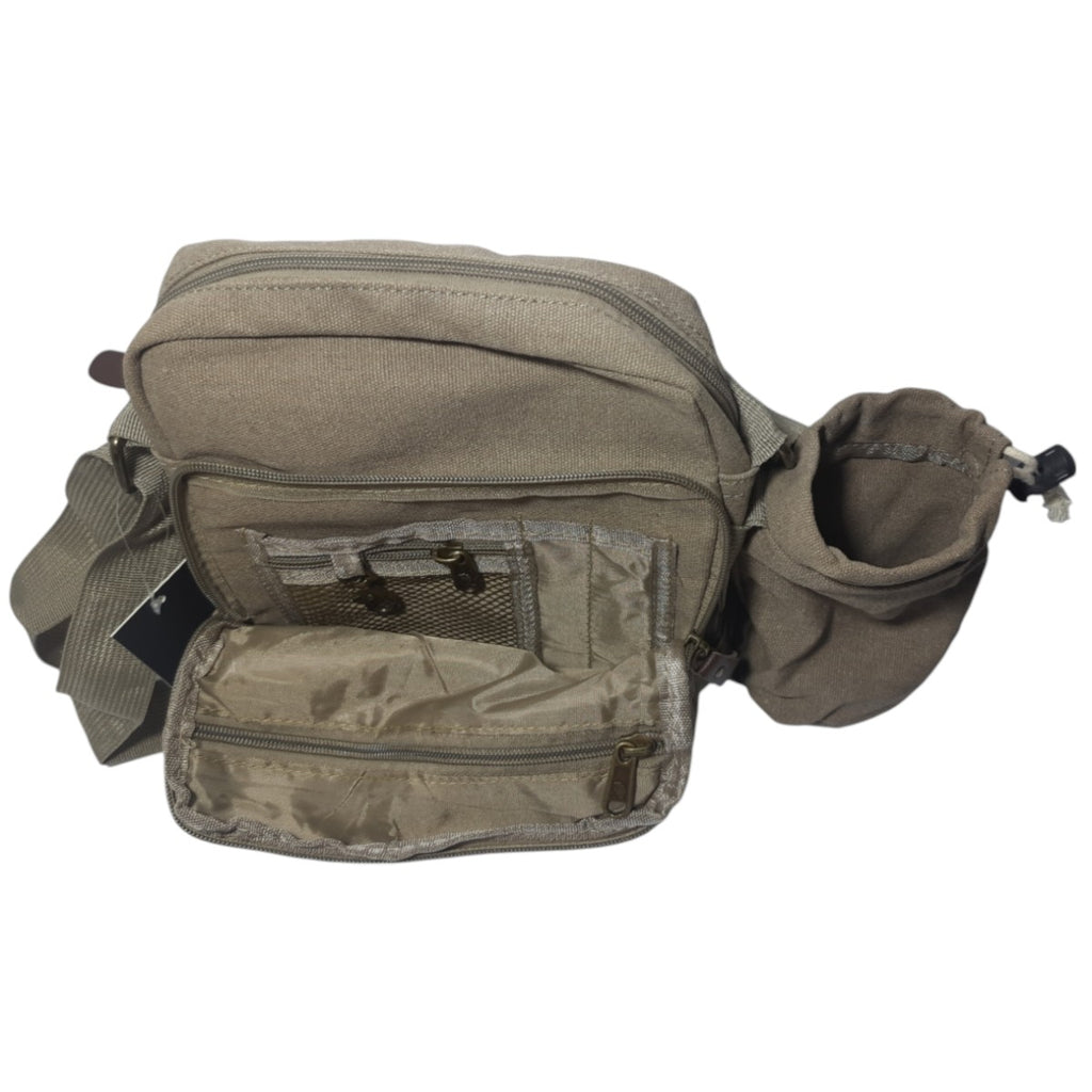Bolsa Lona Transversal com Porta Garrafa – Resistente