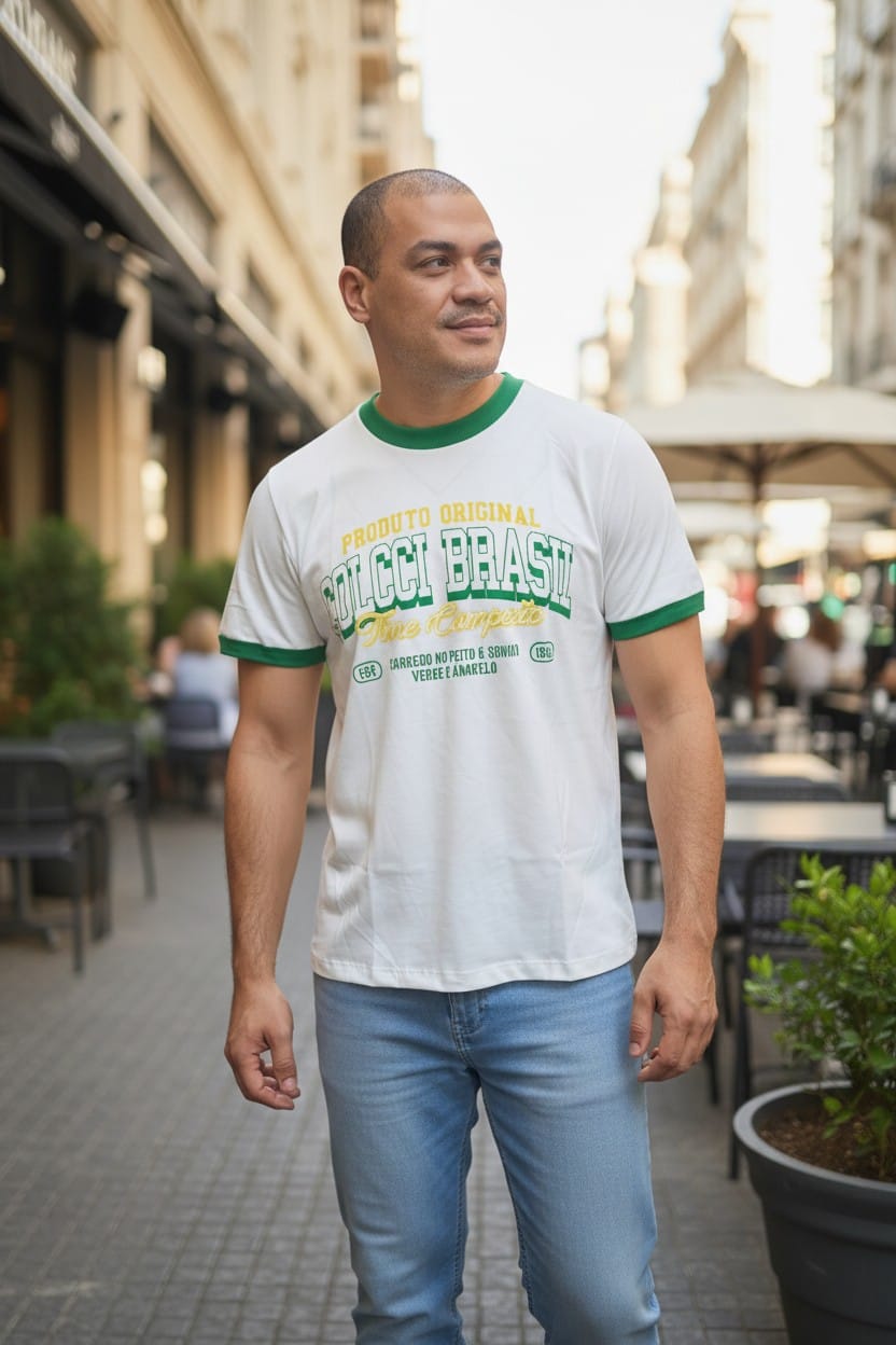 Camiseta Colcci Brasil 100% Algodão Original Masculina Premium