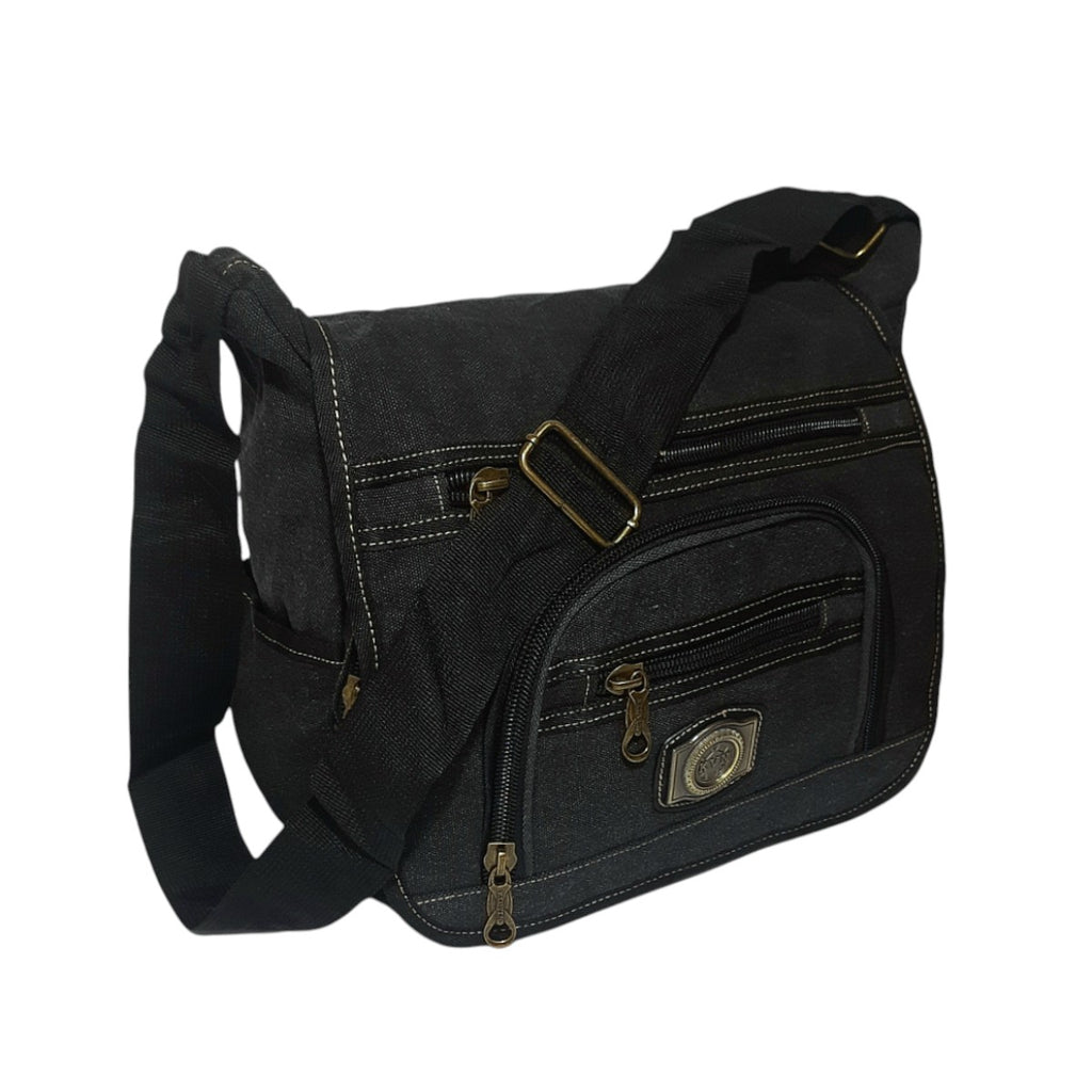 Bolsa Transversal Lona Premium com Múltiplos Compartimentos – Resistente e Espaçosa