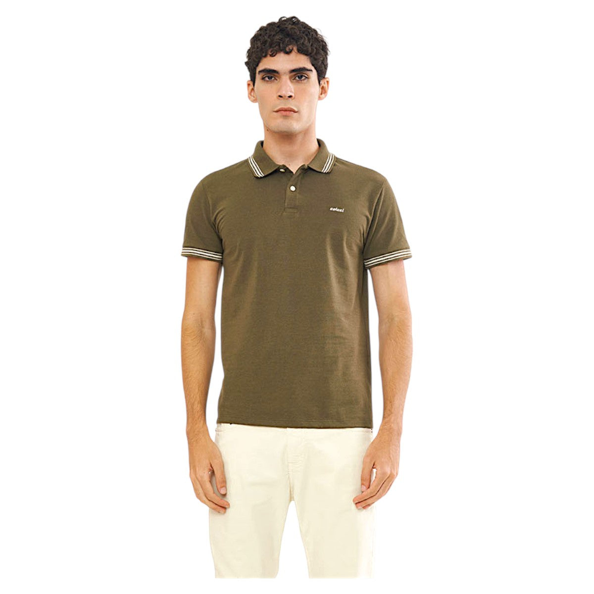 Camisa Polo Masculina Com Detalhe Em Listras