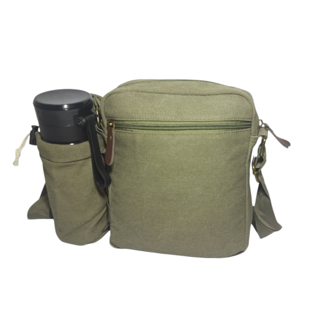 Bolsa Lona Transversal com Porta Garrafa – Resistente
